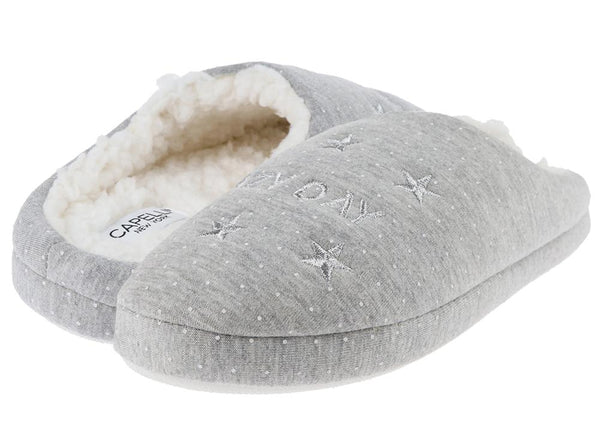 Ladies Lazy Day Polka Dots and Stars Moccasin Slipper