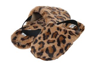Ladies Cheetah Faux Fur Slide Slipper