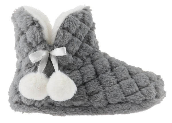 Ladies Quilted Faux Fur Slipper Boot