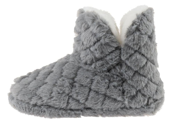 Ladies Quilted Faux Fur Slipper Boot