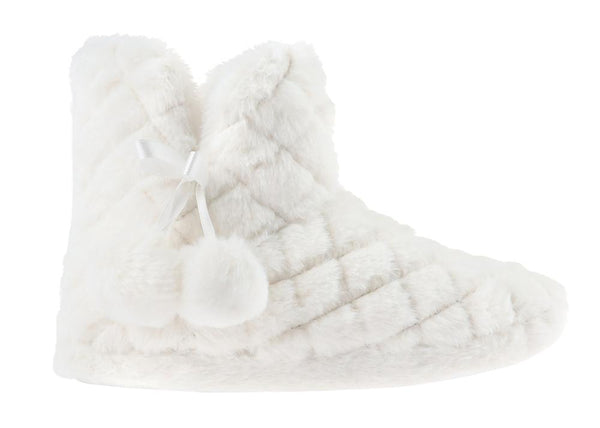 Ladies Quilted Faux Fur Slipper Boot