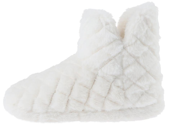 Ladies Quilted Faux Fur Slipper Boot