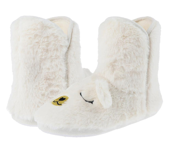 Ladies Faux Fur and Knit Dreamy Bear Slipper Boot