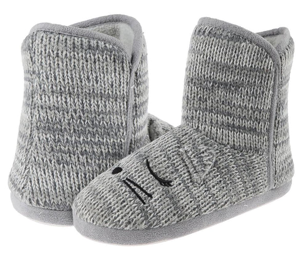 Ladies Knit Sleeping Mouse Slipper Boot