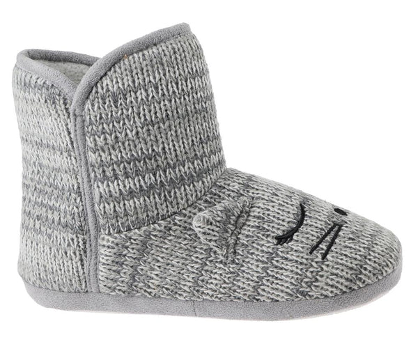 Ladies Knit Sleeping Mouse Slipper Boot