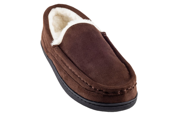 Men's Faux Suede Moccasin with Faux Fur Sock and Lining