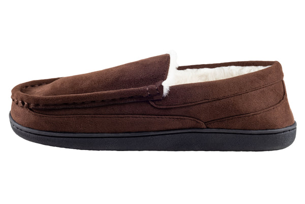 Men's Faux Suede Moccasin with Faux Fur Sock and Lining