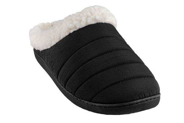 Men's Nylon Scuff with Faux Berber Lining, Sock and Trim