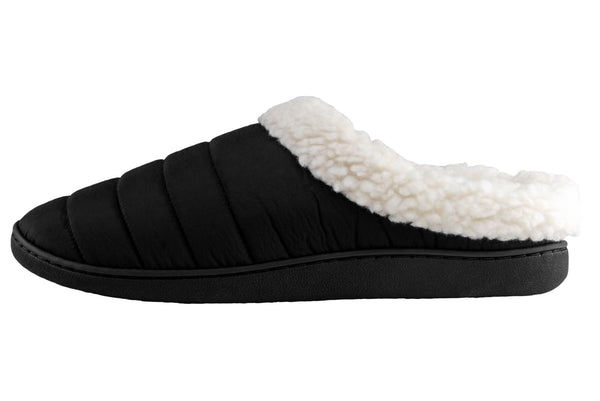 Men's Nylon Scuff with Faux Berber Lining, Sock and Trim