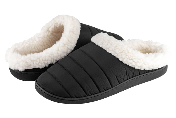 Men's Nylon Scuff with Faux Berber Lining, Sock and Trim