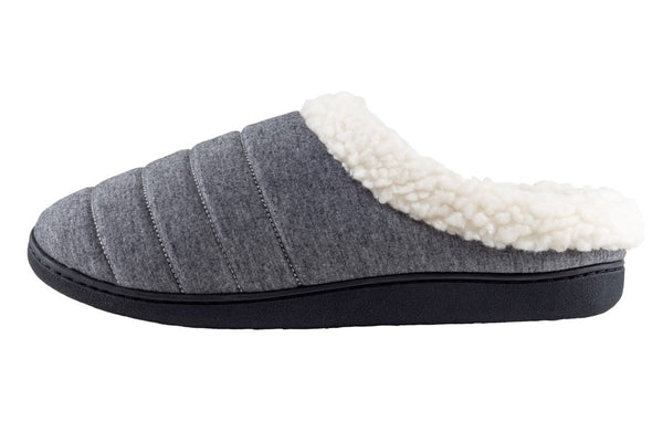 Men's Nylon Scuff with Faux Berber Lining, Sock and Trim