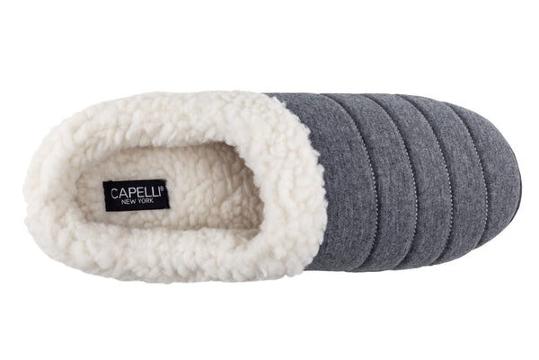 Men's Nylon Scuff with Faux Berber Lining, Sock and Trim
