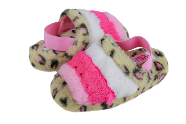 Toddler Girls Leopard Color Block Faux Fur Slip on with Elastic