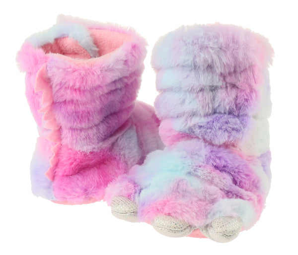 Toddler Girls Multi Color Faux Fur Claw Boot with 3D Parts