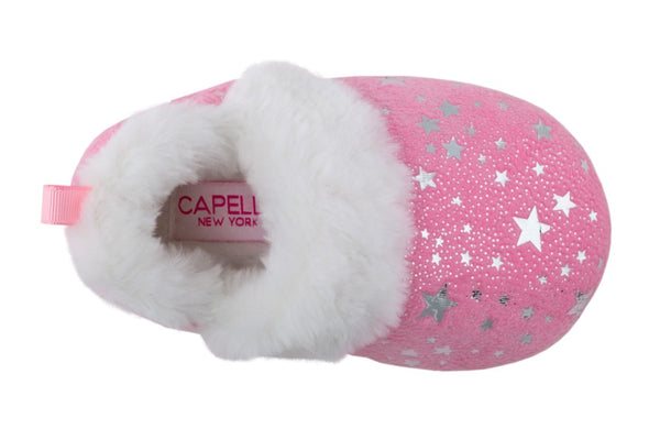 Toddler Girls Soft Boa Slipper with all over Foil Dots and Stars
