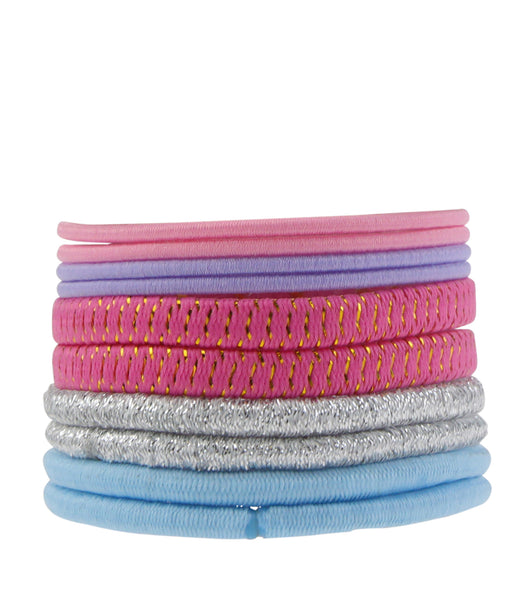 Charlotte Girls Tie Dye 10pk No Show Socks with Bonus Elastic Ponies