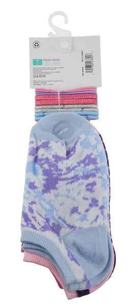 Charlotte Girls Tie Dye 10pk No Show Socks with Bonus Elastic Ponies
