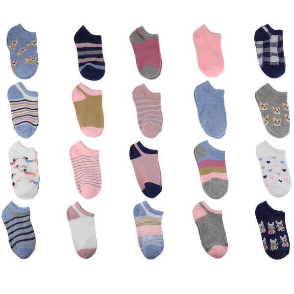Charlotte Girls Dogs 20pk No Show Socks