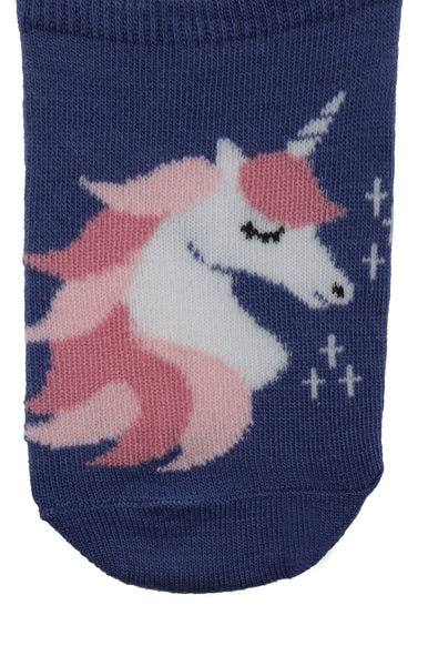 Charlotte Girls Pretty Unicorn 10 Pack No Show Socks with Bonus Claw Clip