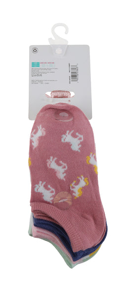 Charlotte Girls Pretty Unicorn 10 Pack No Show Socks with Bonus Claw Clip