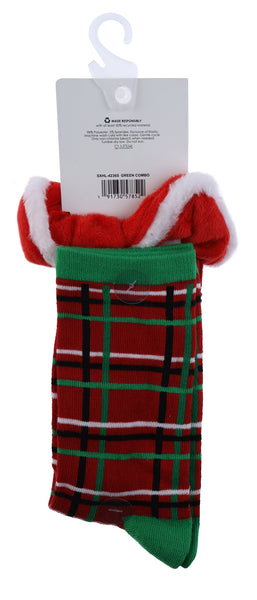 Ladies 8" Christmas Fairisle Crew Socks with Velvet Twister