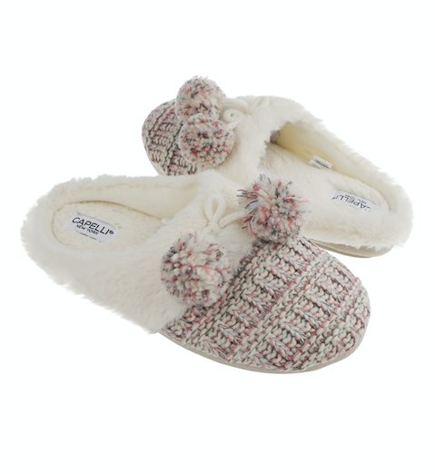 Ladies Knit Scuff Slip-On Slipper