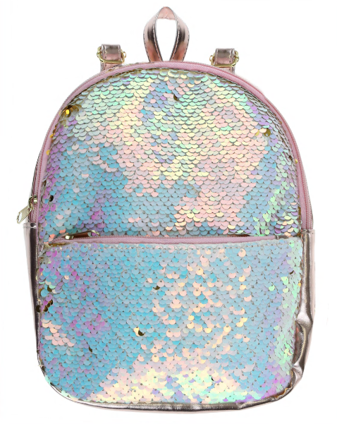 Reversible Sequin Mini Backpack with Straps - Gold and Muti-White Sequ –  Capelli New York