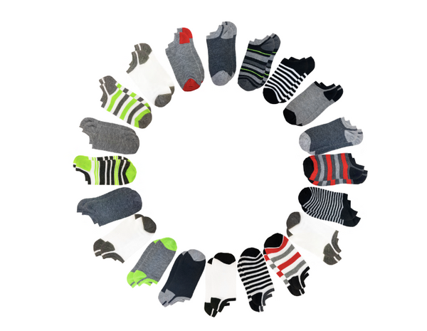 Multi-Colored Stripes 20 Pack No Show Socks