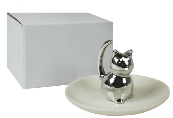 3D Cat Ceramic Trinket Tray
