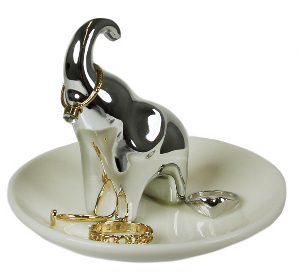 3D Elephant Ceramic Trinket Tray