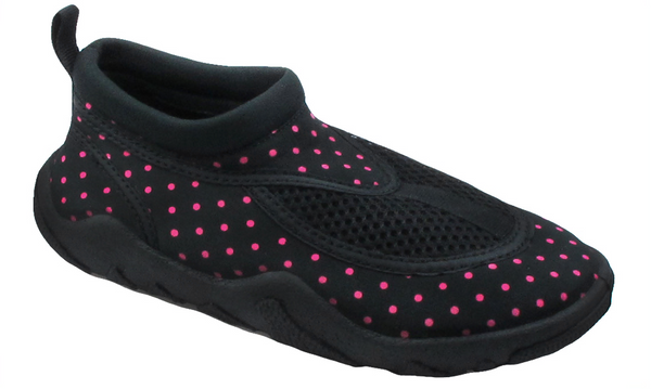 Girls Black and Pink Dotted Aqua Shoes