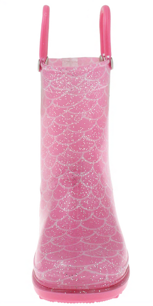 Toddler Girls Shiny Mermaid Printed with Silver Glitter Rain Boot