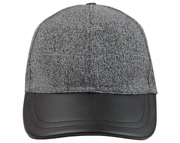 Grey leather best sale baseball cap