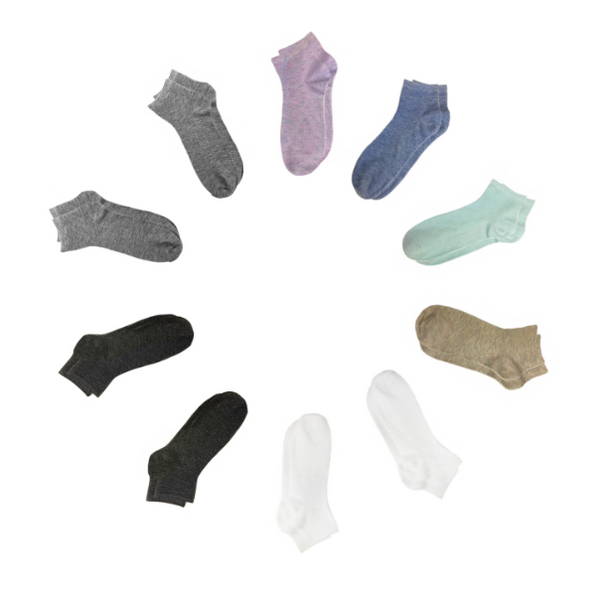 4" Heathered & Solid 10 Pack Low Cut Socks