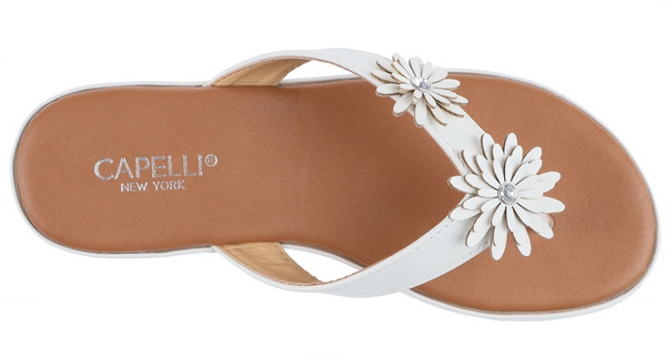 Girls White Faux Leather Flip Flop