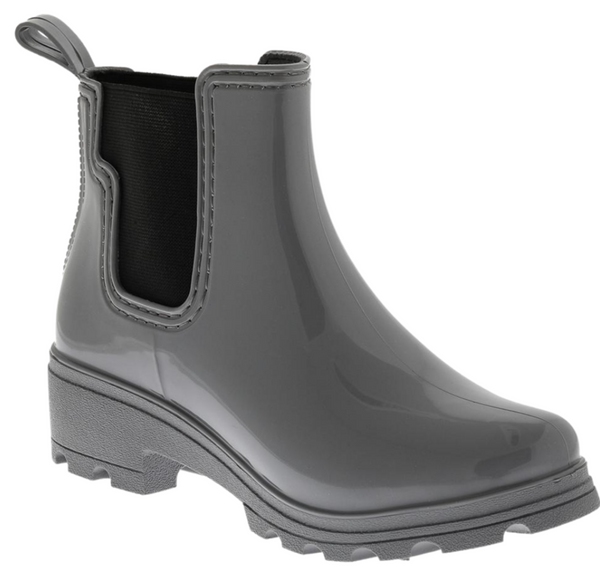 Ladies Jodhpur Rain Boot with Shiny Upper and Elastic Gores