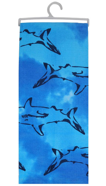 Tie Dye Sharks Cotton Velour Beach Towel