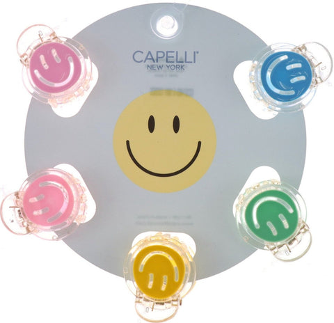 Girls Plastic Claw Clips with Smiley Face