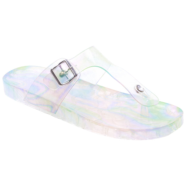capelli new york Ladies Iridescent Transparent PVC T-Strap Sandal
