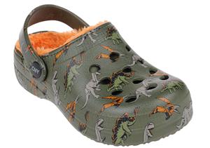 Toddler Boys Dino Herd Printed Injected EVA Clog with Faux Berber Lining