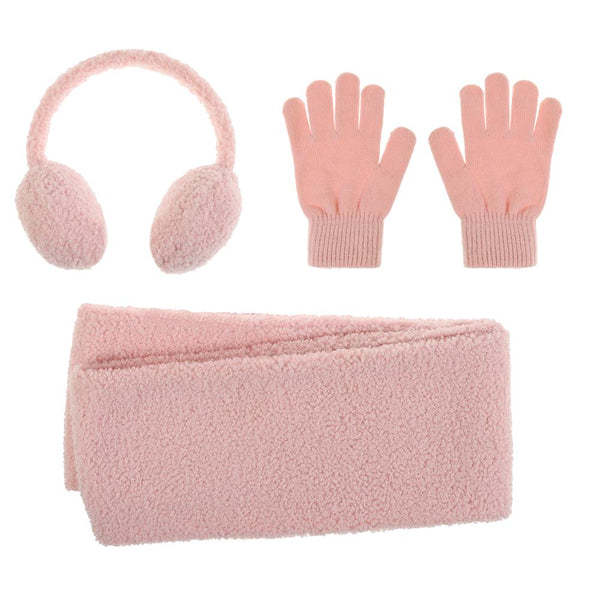 Girls All Over Berber Earmuff, Scarf and Gloves 3pc Set