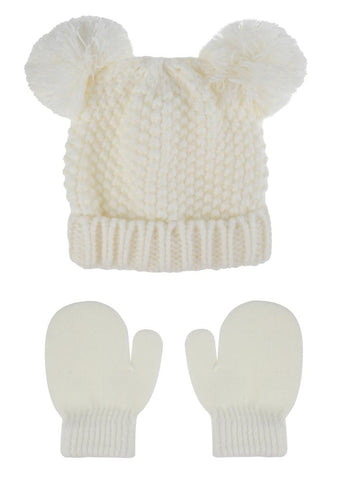 Infant Girls Knit Beanie and Mittens 2pc Set