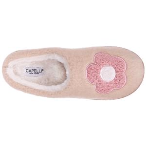 Ladies Indoor Slipper with Flower Applique and Embroidery