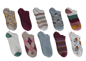 Fall Critters 10 Pack No Show Socks