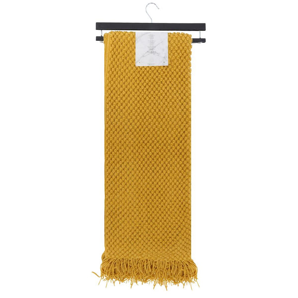 Solid Mustard Tufted Acrylic Throw with Fringed Edges