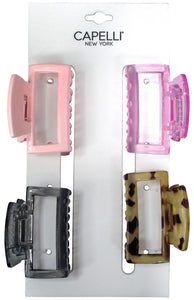 Ladies 4pc Rectangle Claw Clips
