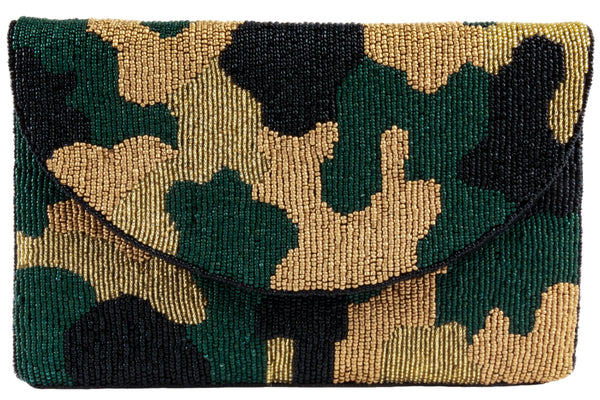 Ladies Camouflage Beaded Clutch