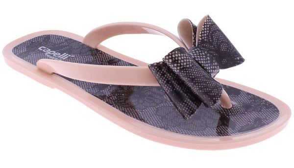 capelli new york Ladies Blush Floral Pom Opaque Jelly Flip Flops