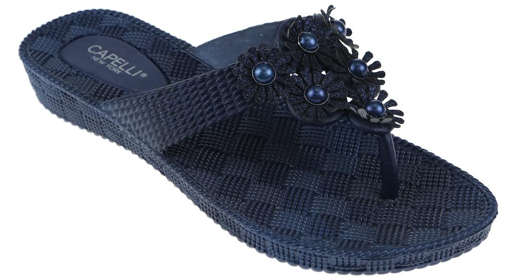 その他 Flat River Ladies Navy Woven Textured Flip Flop – Capelli New York