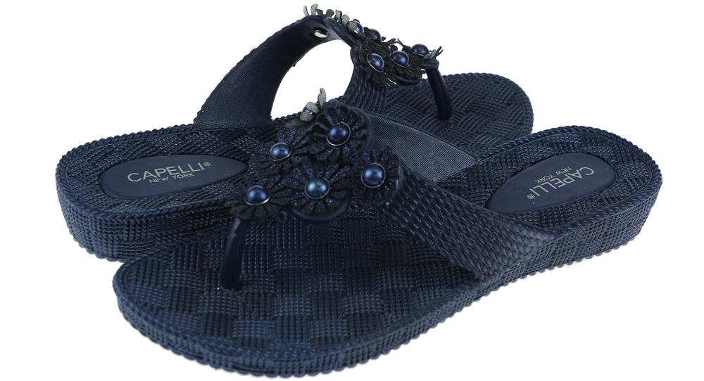 Ladies Navy Woven Textured Flip Flop – Capelli New York